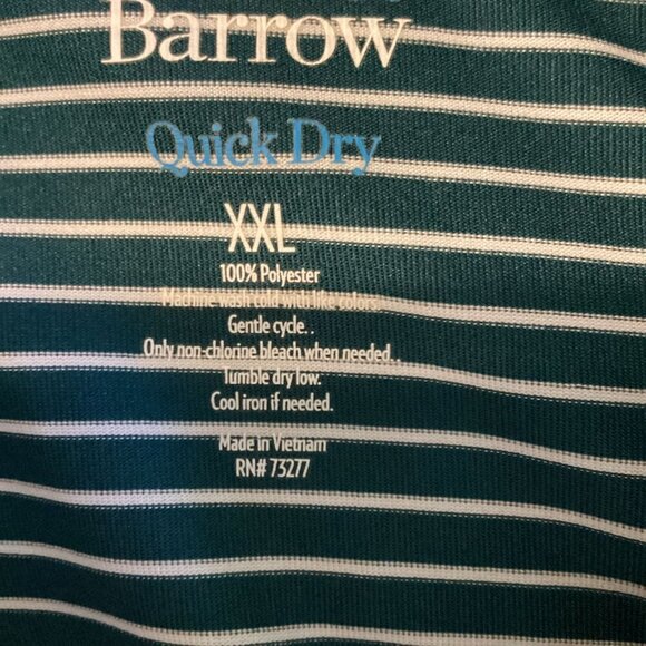 Croft & Barrow Men's 3-Button Polo Striped Golf Shirt Size XXL Green White - Picture 8 of 8